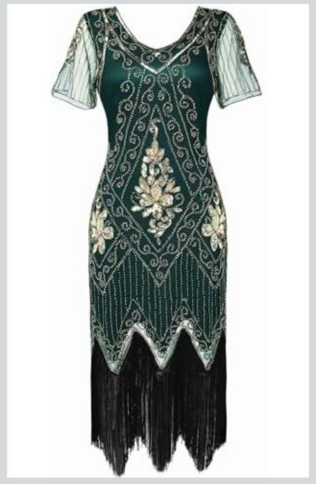 WILDPARTY Sukienka w stylu flapper z lat 20  zielona roz XXL