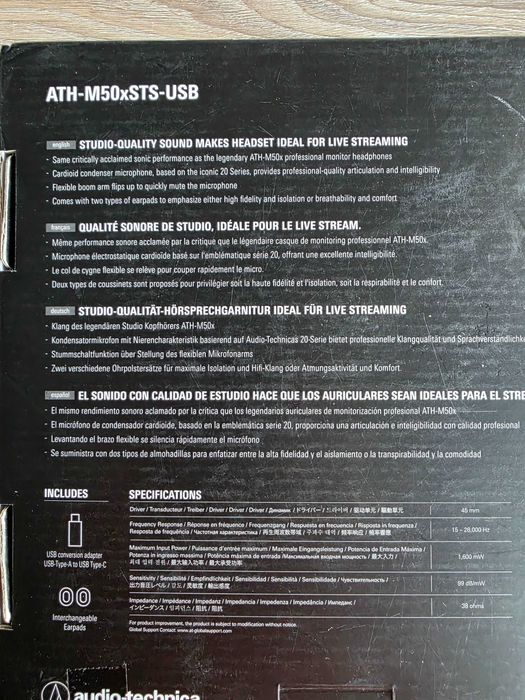 Headphones Audio Technica M50x STS-USB - Como novos