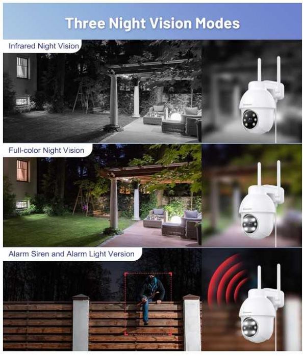 Zewnętrzna, obrotowa kamera GALAYOU Y4 Wifi 2K HD 1080P