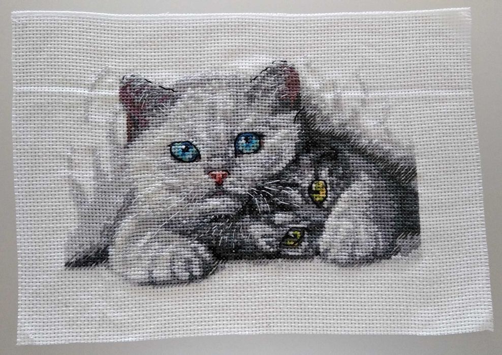 Quadro ponto de cruz Gato