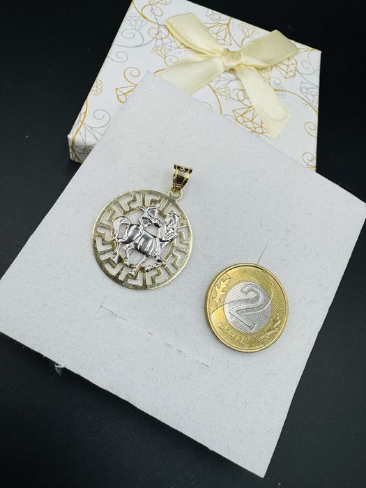 Nowa zlota zawieszka strzelec proba 585 waga 1,99g