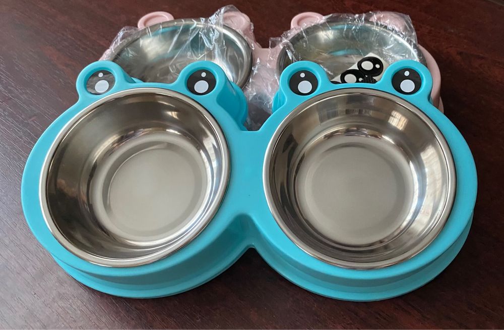 Подвійна миска для собак та котів Taotaopets Frog