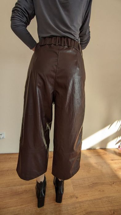 H&M жіночі штани екошкіра бордо