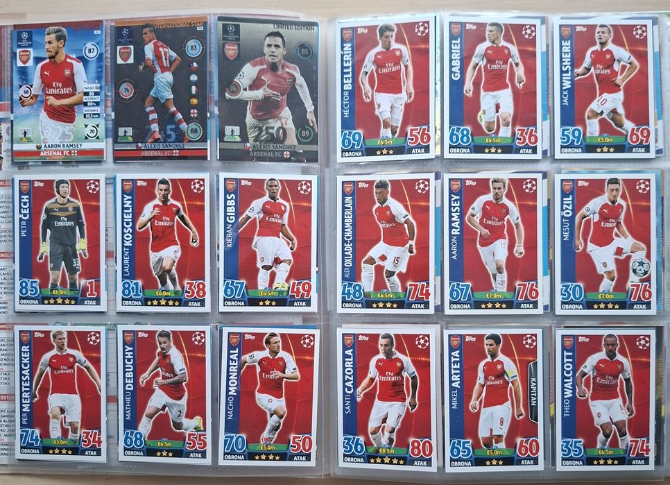 Karty piłkarskie Arsenal Londyn panini topps match attax fifa 365