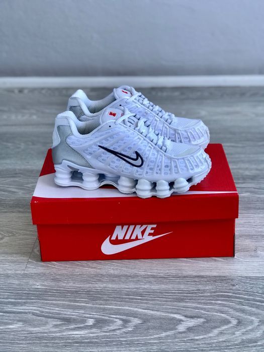 ТОП ПРОДАЖ! Nike Shox White Black Logo 37 38 39 40 41 42 43 44 45 найк шокс білі чорне лого