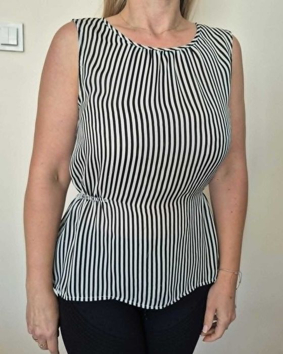 bluzka paski biała-czarna 38*H&M* bez rękawów