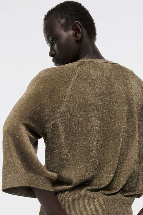 sweter brokatowy S nowa kolekcja bluzka zielony wiskoza PROMOCJA