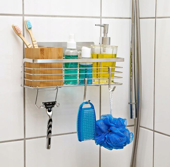 Samoprzylepny, chromowany koszyk 30x 8x 10 cm