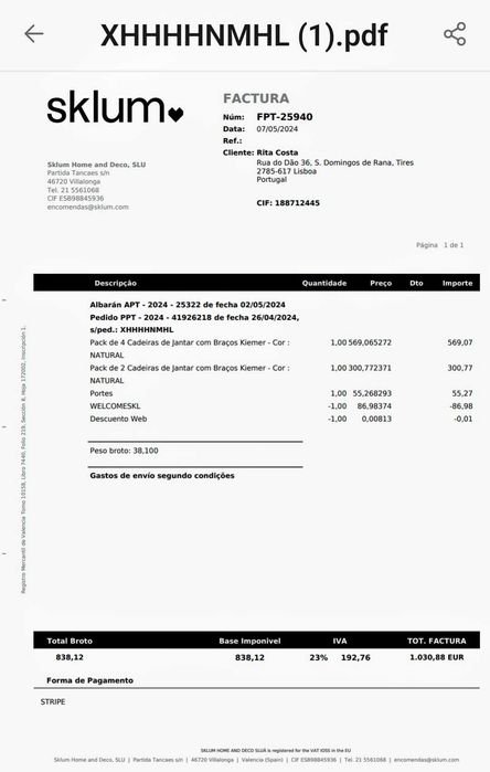 Cadeiras novas ainda embaladas