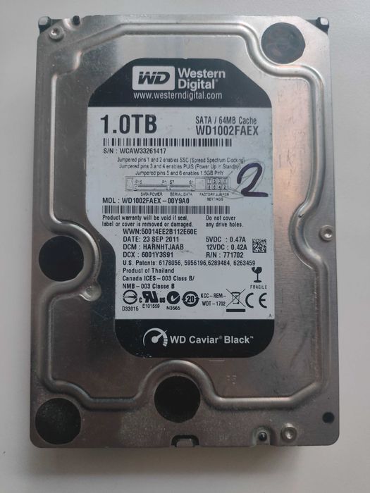 Жесткий диск 1 TB WD Black 64MB кеш WD1002FAEX