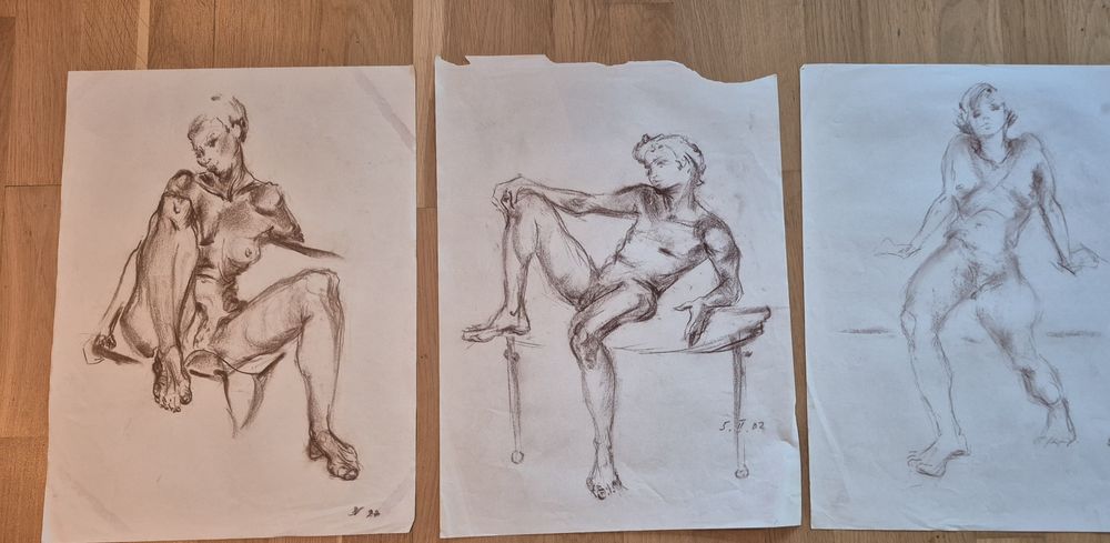 Obraz grafika akt węgiel ołówek na papierze  Hans  Wachter
