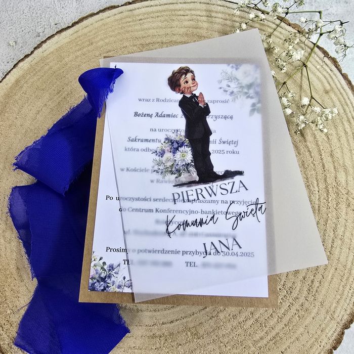 Personalizowane zaproszenia na komunię chrzest roczek ślub
