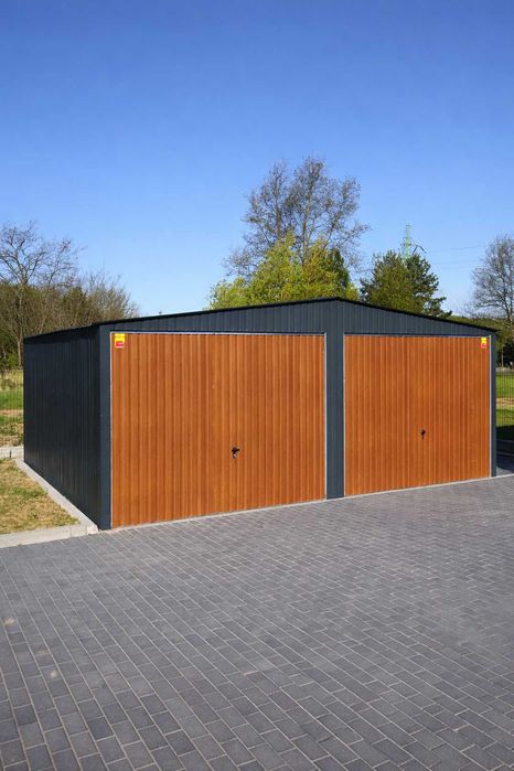 Garaż blaszany 4x5 RAL 7016 Brama Podnoszona Dach Dwuspadowy, Obróbki