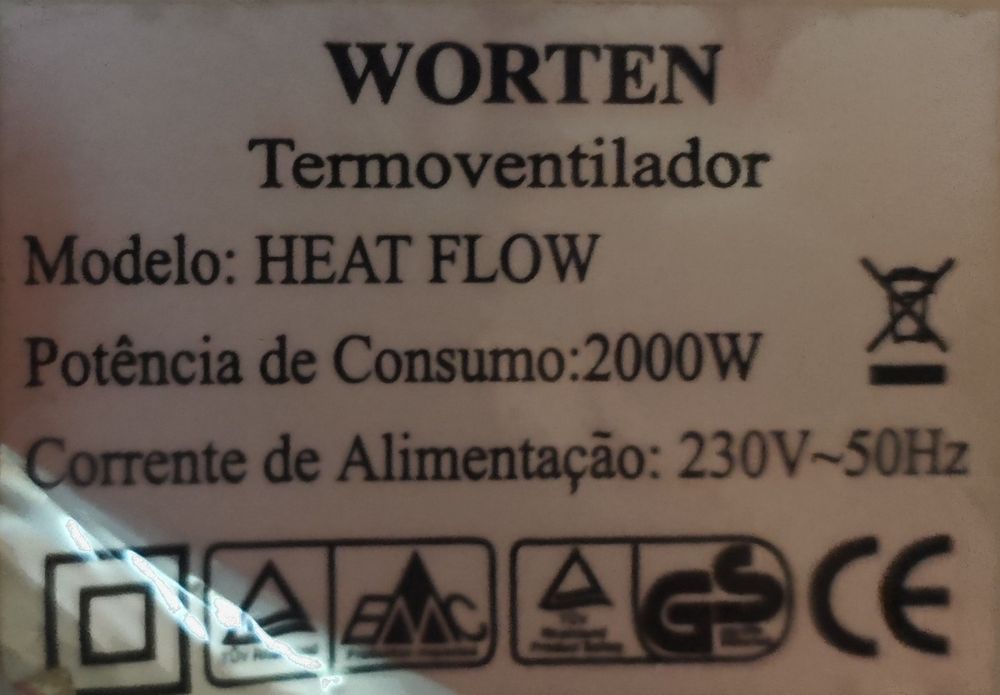 Aquecedor com ventoinha da marca Worten