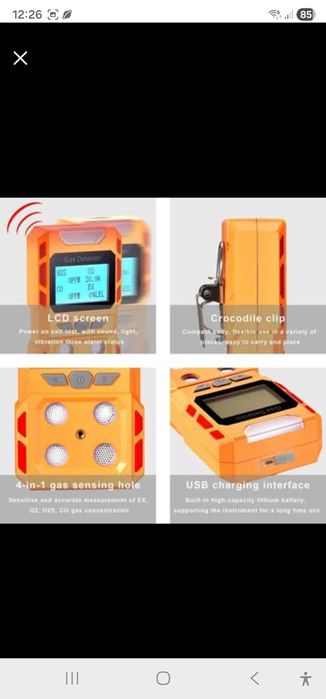 Detector de gás portátil 4 em 1 Scondaor, detector de vazamento de gás