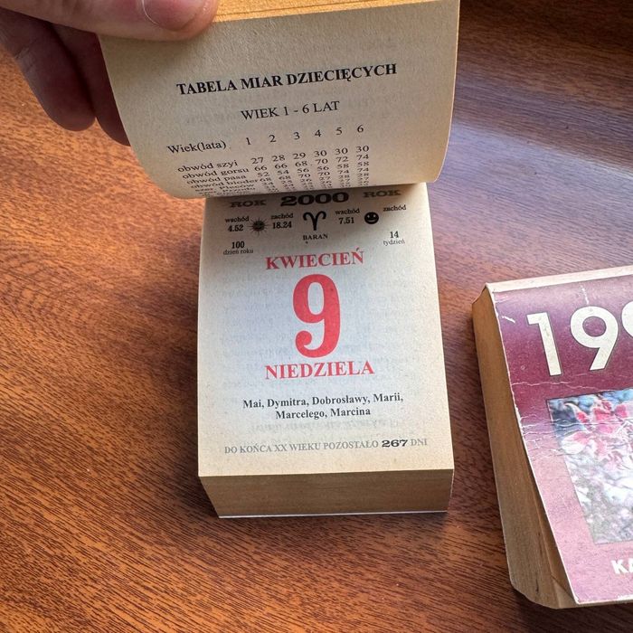 Kalendarz zdzierak 2000