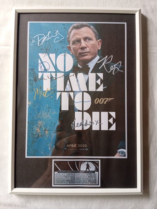 Moldura Filme James Bond No Time To Die  com Autógrafos (A4)