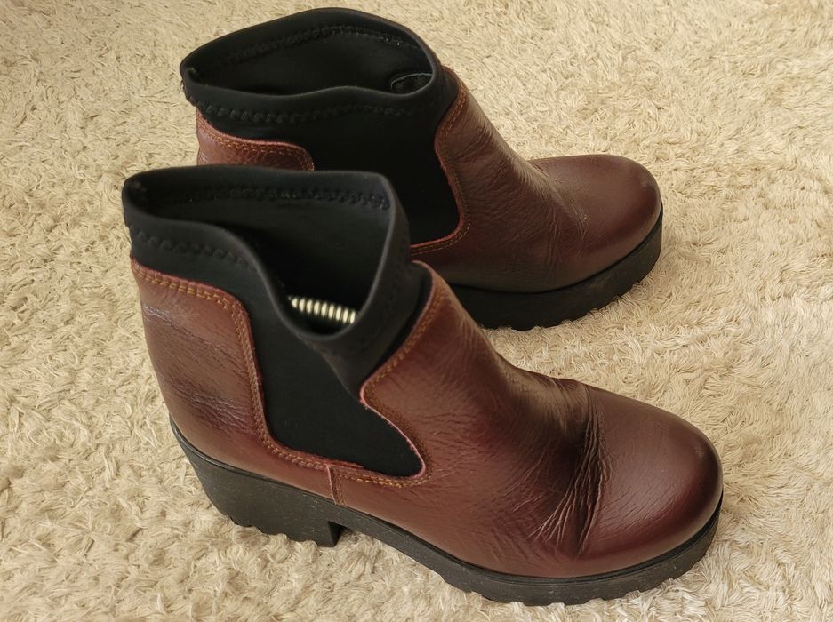 Botki skórzane platforma 38