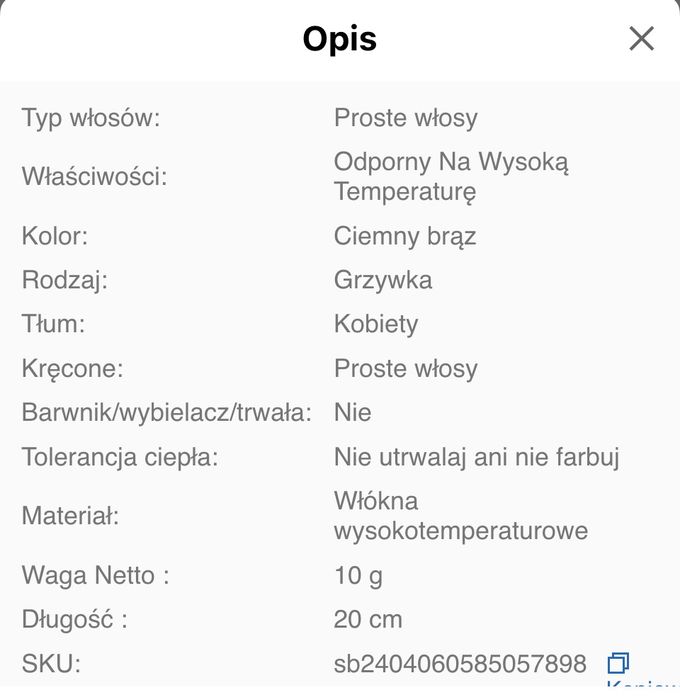 Grzywka ciemny braz