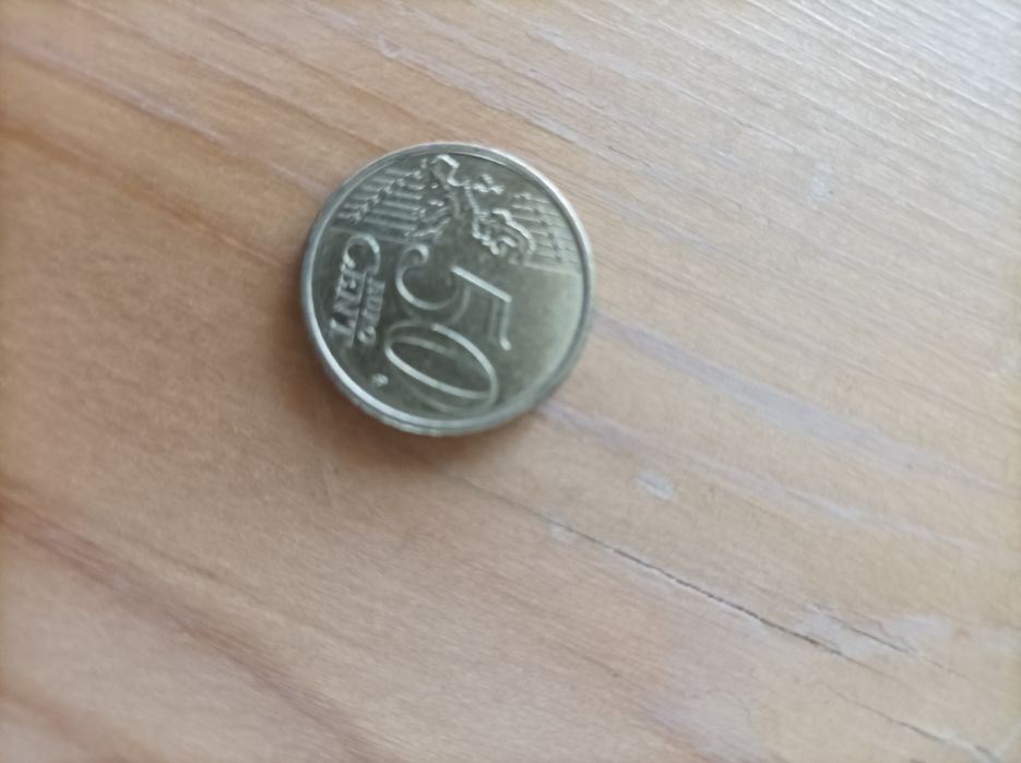 Moeda euro 50 cêntimos com defeito
