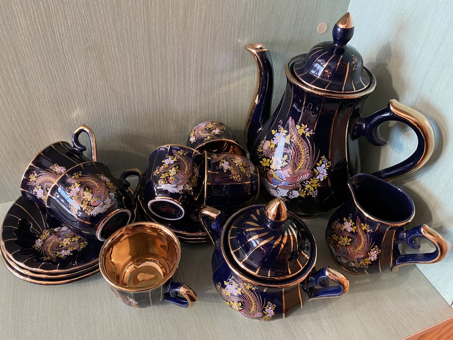 Кофейный сервиз кобальт с золотом «Райская птица»: 2 580 грн