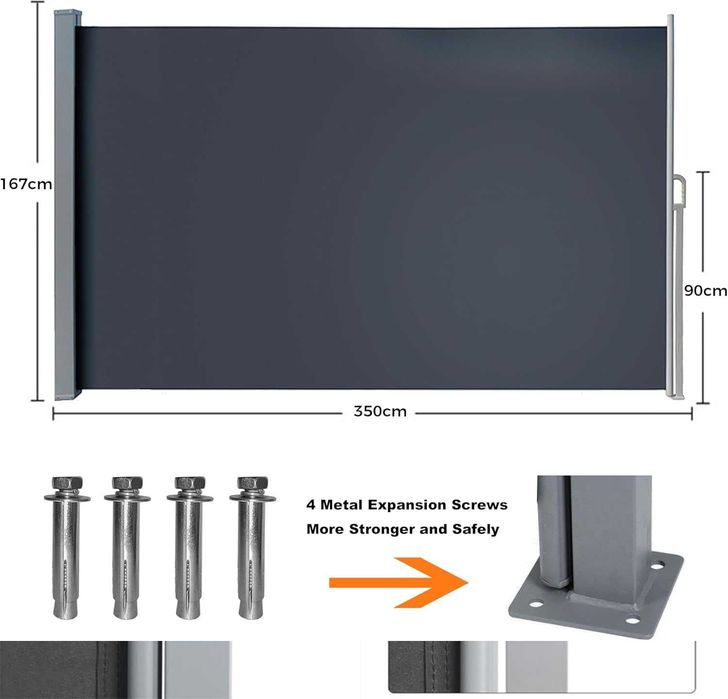 Markiza / boczna / ekran / 167x350CM / balkon / ogród / W182-b!