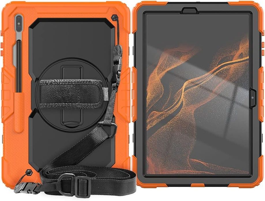 Etui do Samsung Galaxy TAB S8 11" z Paskiem na Ramię Pomarańczowe