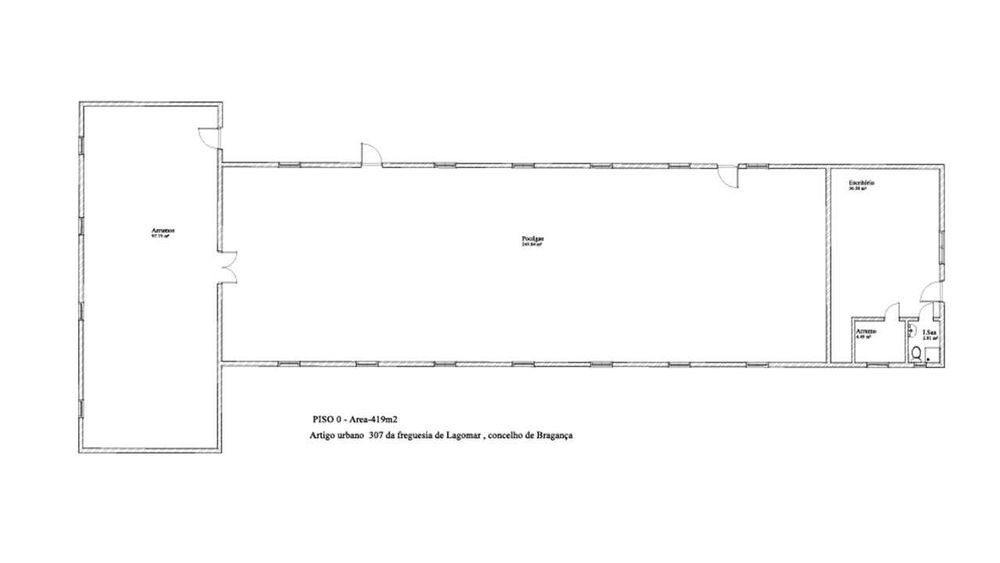 Armazém com 419 m² e Terreno de 2.856 m² | Donai, Lagomar– Bragança