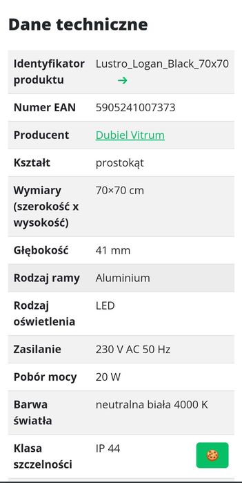 Lustro Dubiel vitrum Logan Black 70x70