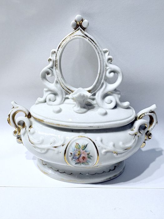 Conjunto de 3 amorosas antigas caixas em porcelana alemã Fairing 1900