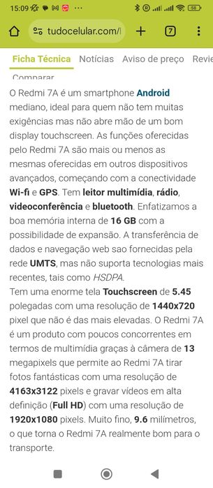 Smartphone Redimi 7A