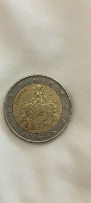 Moeda 2 euros 2002 Grega com defeitos