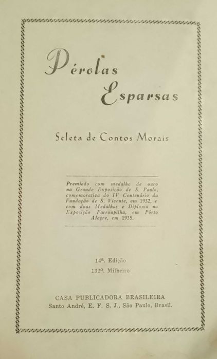 Pérolas Esparsas Seleta de Contos Morais 1965