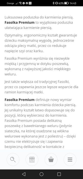 Fasolka poduszka do karmienia motherhood premium