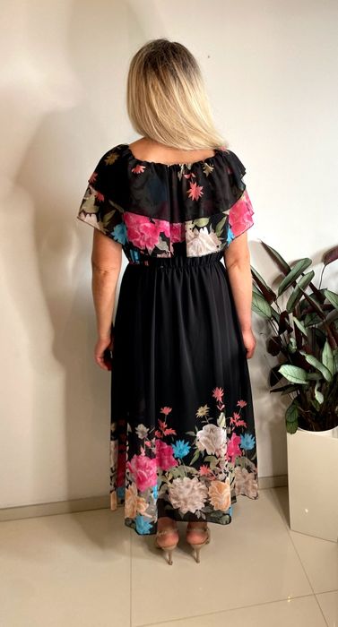 Sukienka 42 44 46 cudo wyszczuplająca wesele chrzciny wieczorowa lato