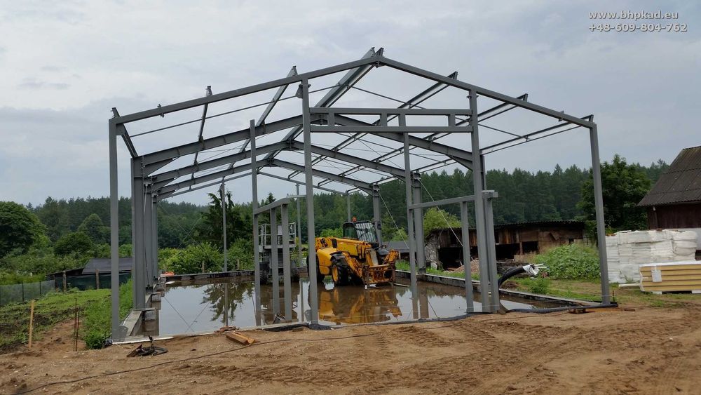 Konstrukcje stalowe. 10x20x4,2m. BHP KAD. Producent. Bartoszyce.