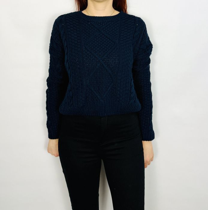 Granatowy sweter o grubym splocie XS/S 34/36 Atmosphere