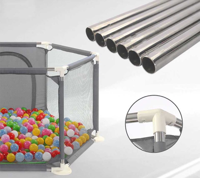 Kojec dla dzieci z koszem 130x65cm + kulki Czerwony/Szary