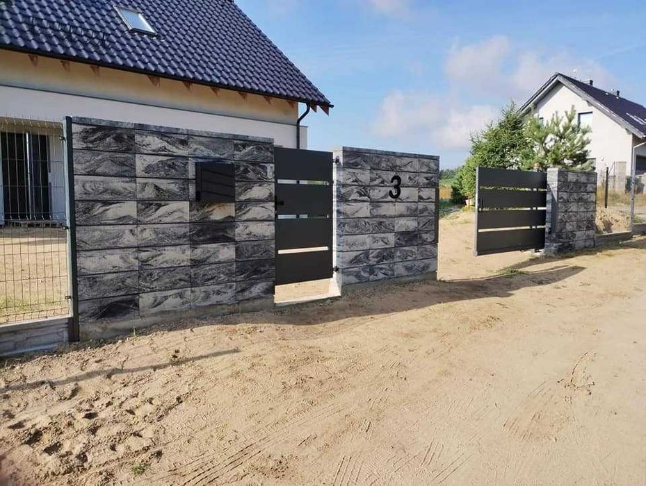 Ogrodzenie frontowe, pustak ogrodzeniowy, murek, bloczek gładki