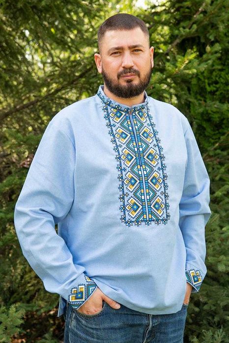 Чоловіча вишита сорочка вишиванка українська лляна з довгим рукавом