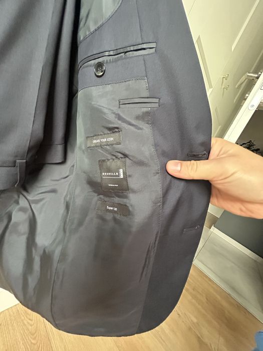Garnitur BOSS M/L wełna Set marynarka 40E spodnie 32R