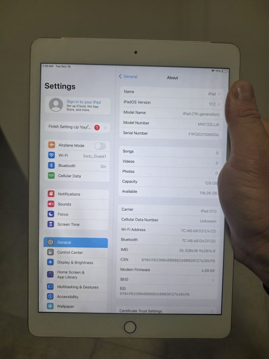 iPad 7 покоління. 2020 рік. 128GB. Silver. Без обмежень