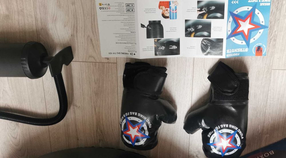 Worek treningowy dla dzieci 158 cm duży nadmuchiwany rękawice pompka