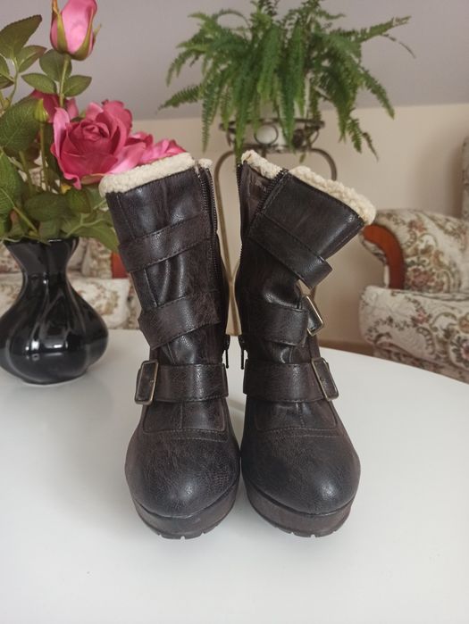 Buty zimowe szpilki platformy New Look 38