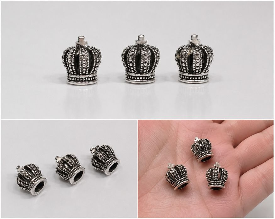 Charms Korona Królewska do bransoletki Pandora, koralik 3D, 3 szt.