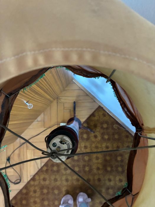 Lampa podłogowa retro drewniana PRL