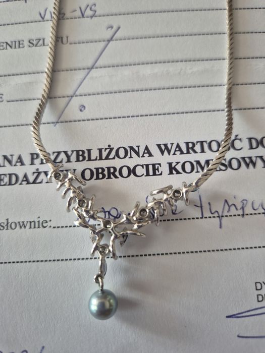 Naszyjnik kolia z brylantami i szafirami