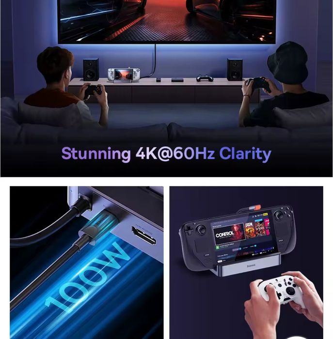 Док-станція Baseus USB C для Steam Deck Nintendo Switch 6 in 1