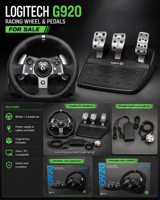 Logitech G920 Steering Wheel and Pedals Set