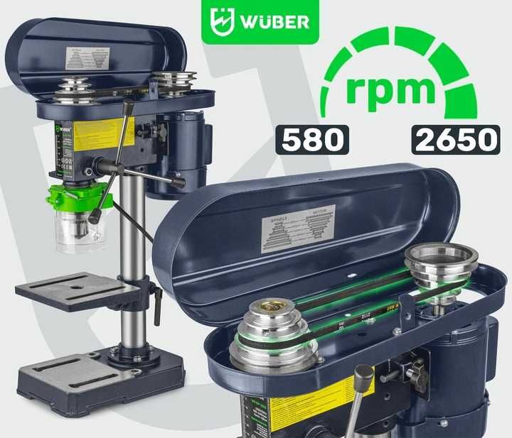 Wiertarka Stołowa Kolumnowa 1600W Mocna Ślusarska + Imadło